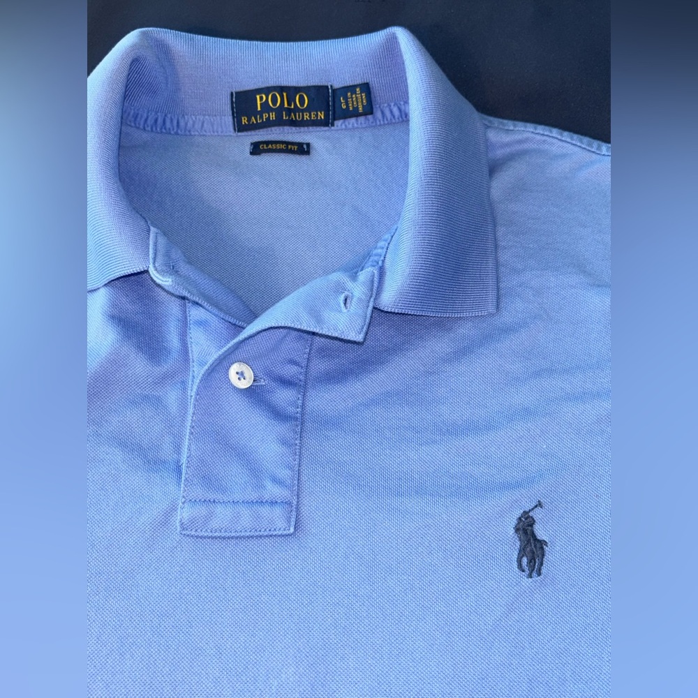 POLO RALPH LAUREN Blue Polo Short Sleeve Shirt in Excellent Condition 52 Size L